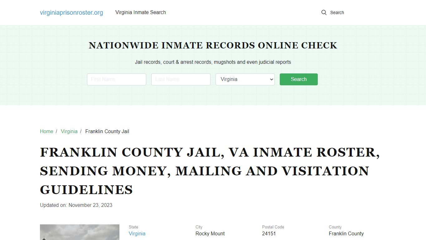 Franklin County Jail, VA: Offender Search, Visitation & Contact Info